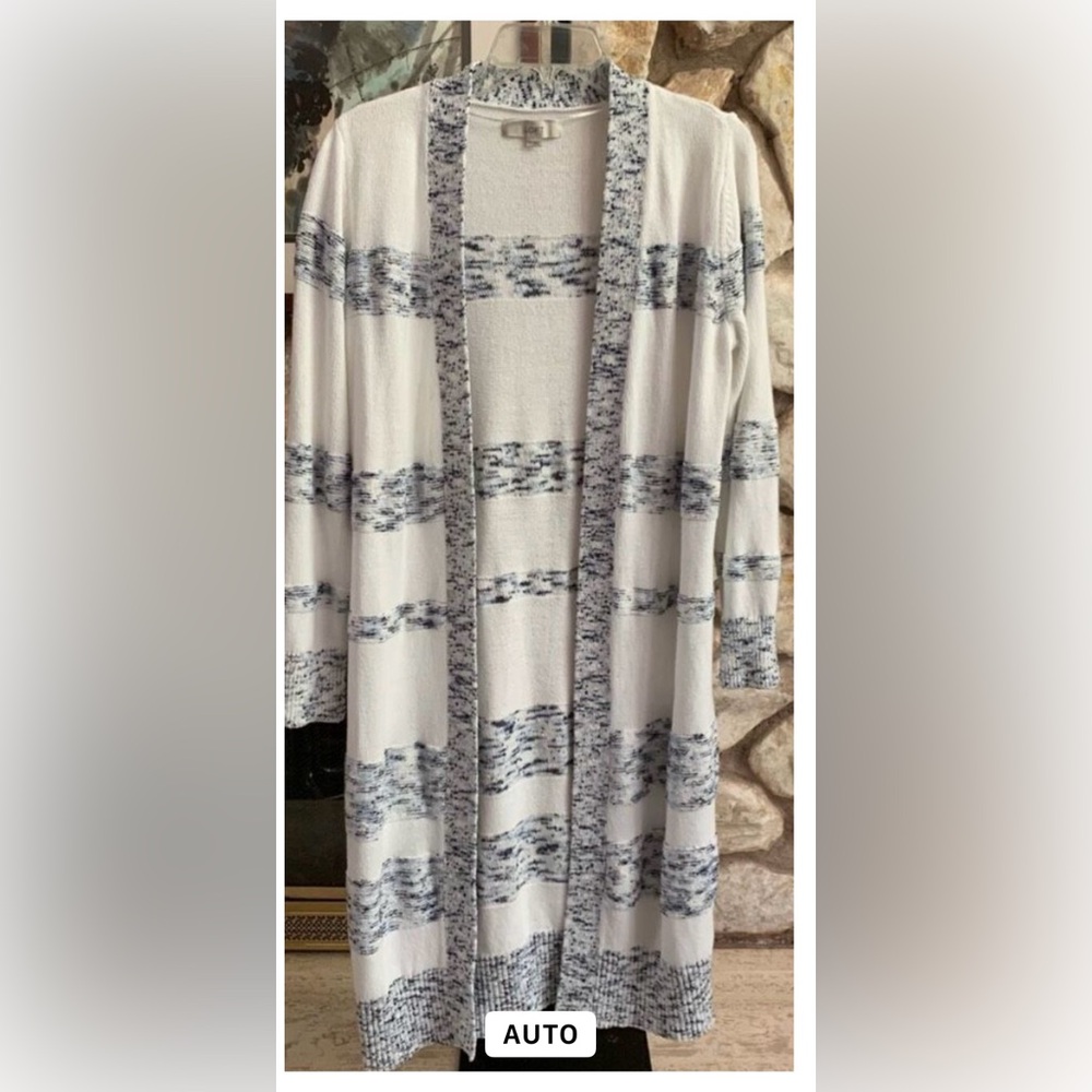LOFT Blue and White Cardigan Sweater